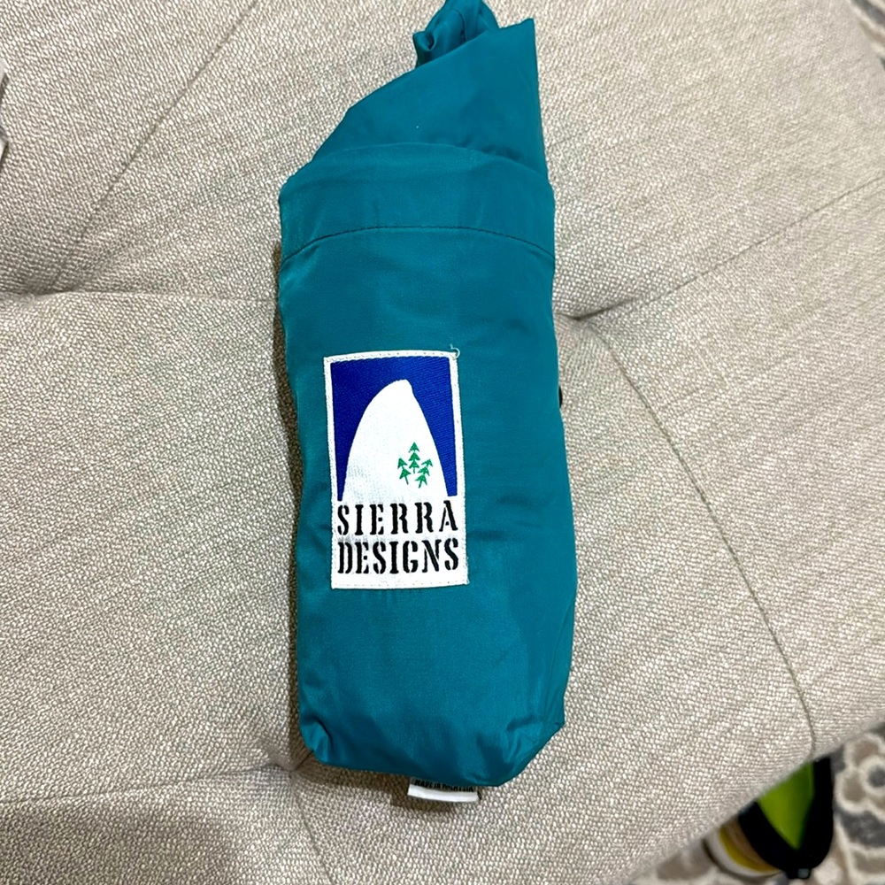 Sierra Designs Rain Jacket Windbreaker Size med Blue Hiking Camping Lightweight